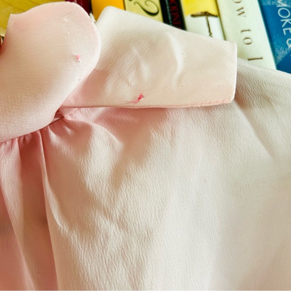 Vintage 1960s Pale Pink Asymmetrical Peter Pan Collar Long Sleeve Blouse S - Picture 3 of 10